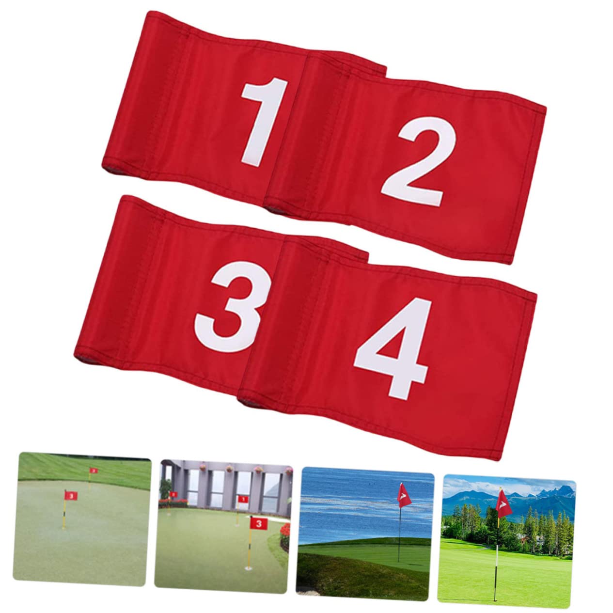 Garneck Verschleißfeste Golffahnen Trainingsgeräte Zubehör 4 Golf Flagge Fahrradzubehör Golfzubehör Golfflaggen Tragbarer Roter Nylonstift Innenausstattung Zielflagge Platzfahne Üben
