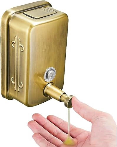 Miniatura 1 de Dispensador de jabón comercial montado en la pared, acero inoxidable, gran capacidad, 16.9 fl oz, para jabón de manos, diseño antioxidante para