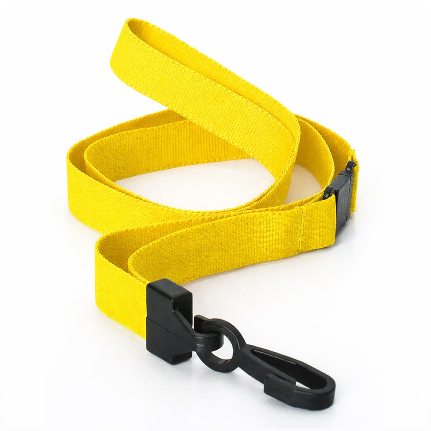 Pack of 25 Yellow Lanyards 15mm Flat Rpet Recycled Polyester with Plastic Clip By LanyardsTomorrow, Safety Breakaway ID Badge Holder Eco Neck Straps — image 1