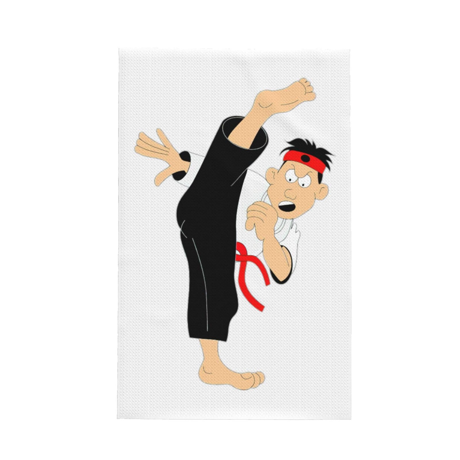 Xxahnbm Black Karate 2 Print Waffle Kitchen Towel,Absorbent Hand Towel