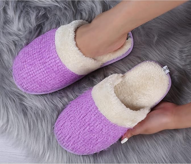 ROXIE Womens Cozy Memory Foam Slippers Soft Warm Slip On Faux Fur Indoor Slippers for Women3