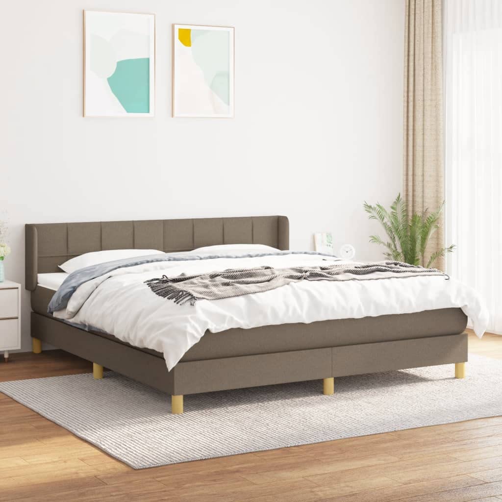 Tkaninowe z regulowanym zagłówkiem Łóżko kontynentalne Taupe 180x200 cm