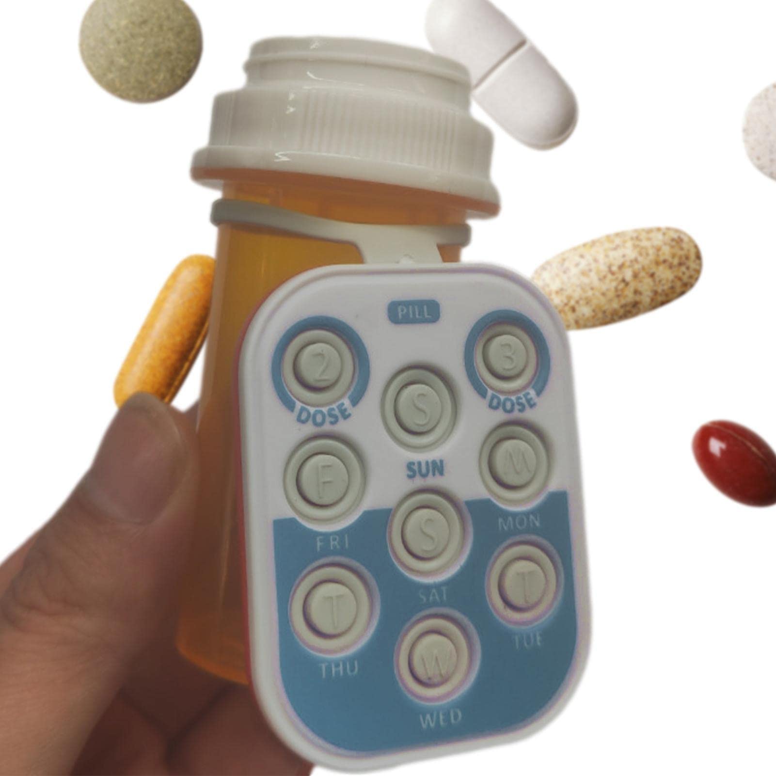 Blue Medication Dose Tracker,Reusable Pill Popper For Remind - Track Days And Doses Pill Trackers Attach To Your Bottle Pill Organizer For Tracking Days And Doses