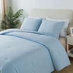 Caressma Light Blue Comforter Set Twin Size, Solid Lightweight Down Alternative Soft Boho Bedding Comforter Set, Breathable Fluffy Microfiber Skin-Friendly Comforter (68"x90") for All Seasons
