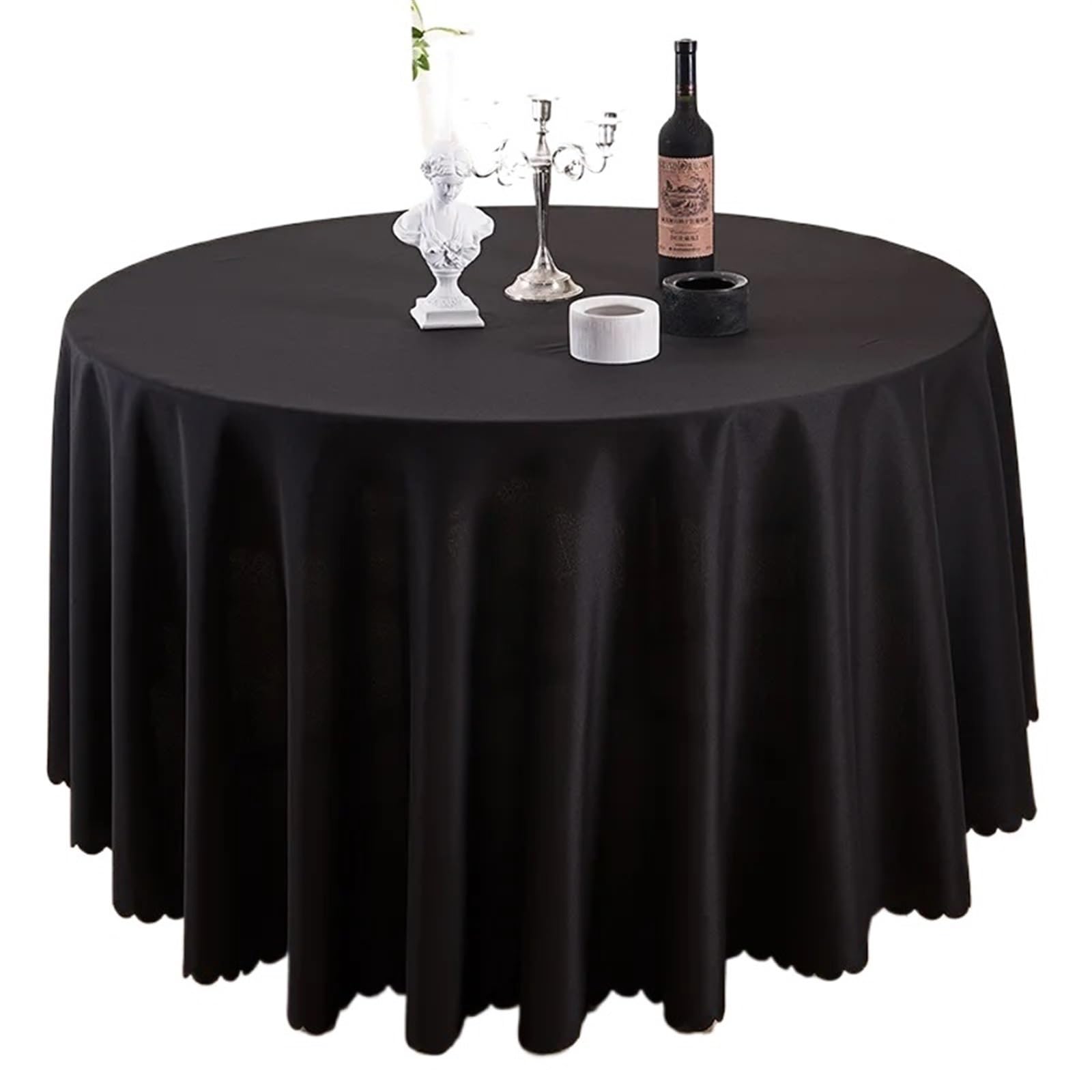 Nappe de table ronde noire 300cm pour masquer les imperfections de table