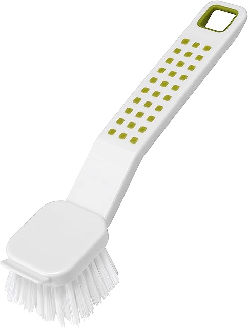 Addis White And Green Dish Brush With Rubberised Grip On Handle