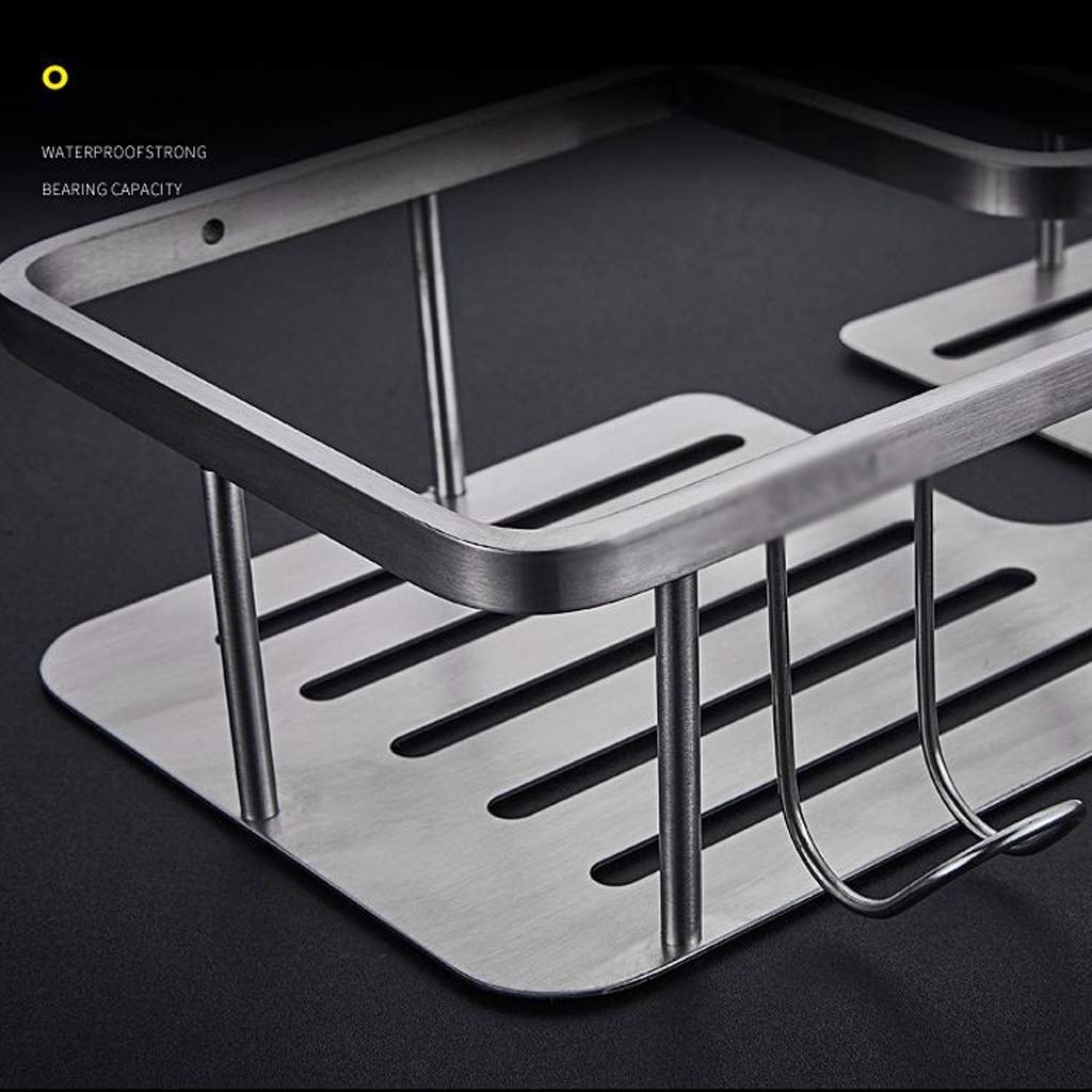 Estante de baño Almacenamiento de baño, Estante de baño Organizador Almacenamiento Estante de cocina con adhesivo Transparente sin rastro sin perforación Acero inoxidable