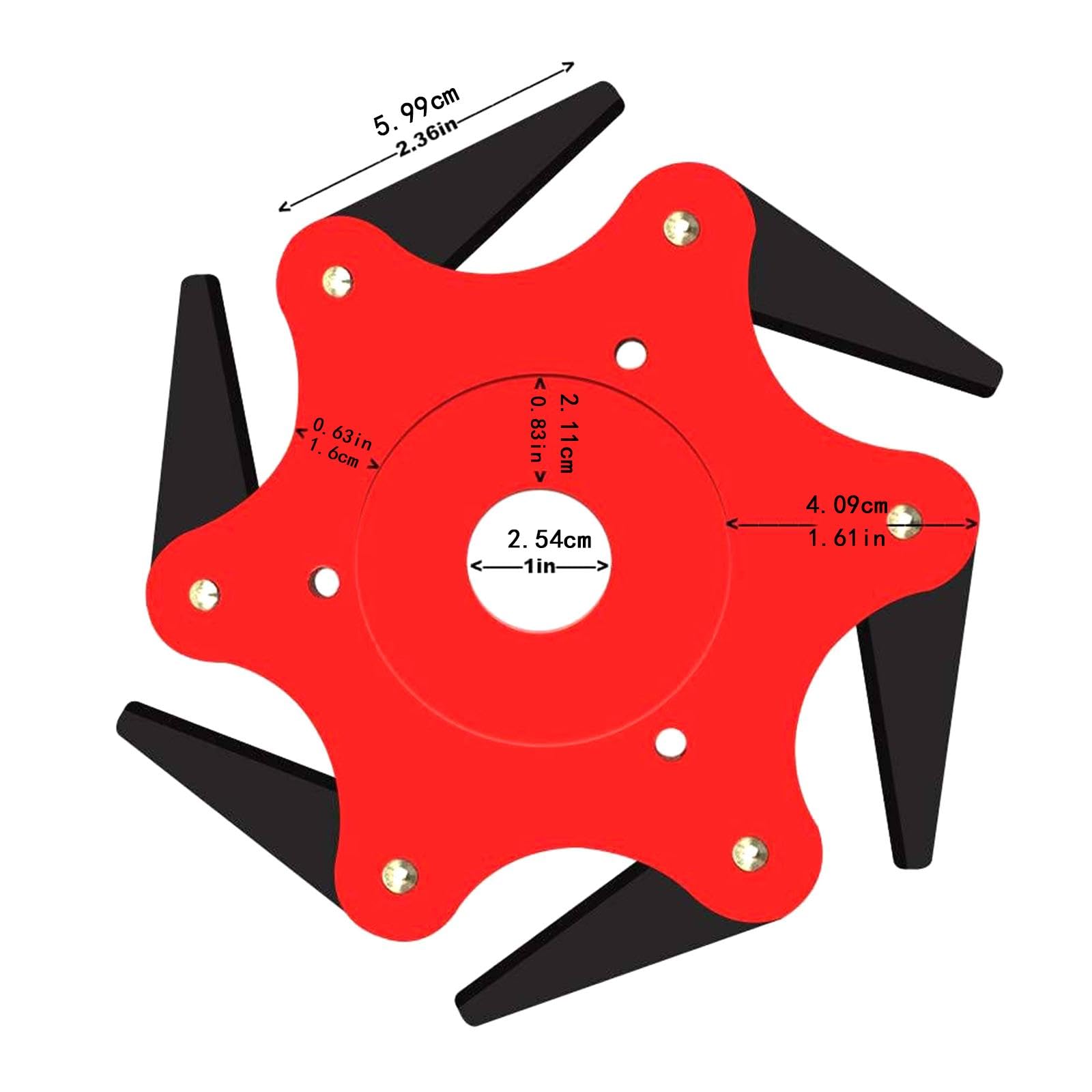 Kit de pièces de rechange pour débroussailleuse en acier à 3 dents et 6 lames de rasoir, multifonctionnel, trou de 1 pouce, pour aménagement paysager
