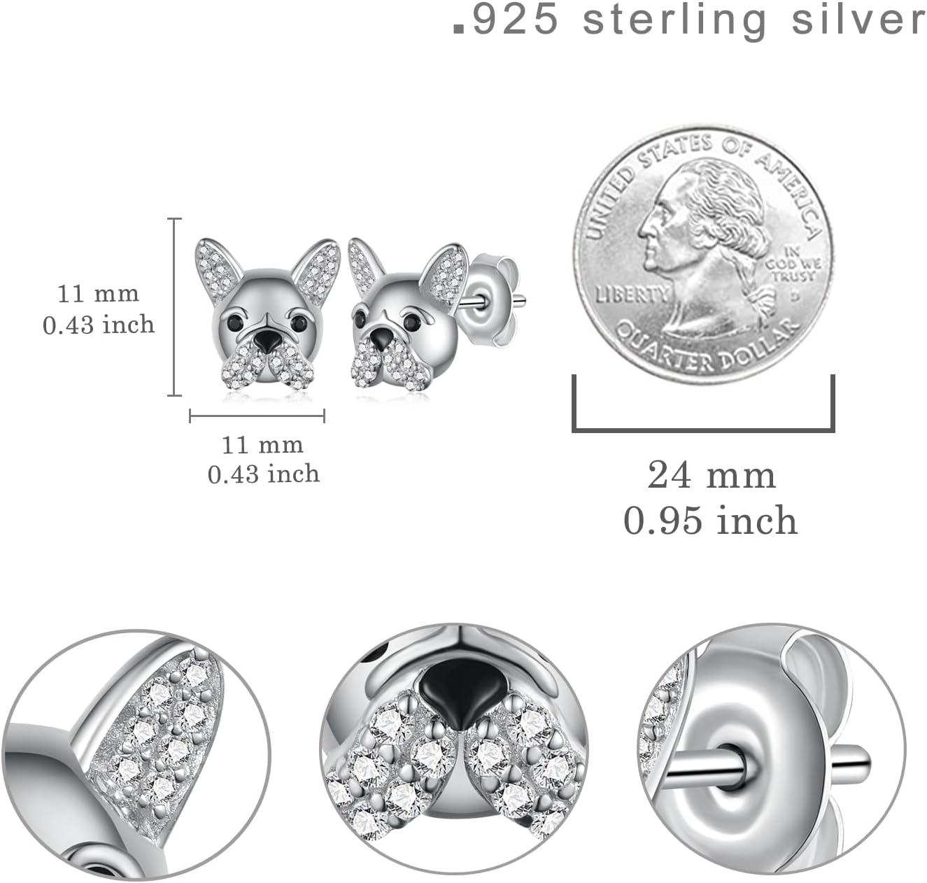 French Bulldog Stud Earrings 925 Sterling Silver Terrier Dog Puppy Pet Earrings French Bulldog Jewelry Gifts for Women - Image 6