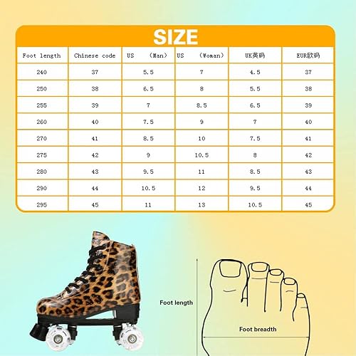 Miniatura 6 de Patín de ruedas para mujeres y hombres de cuatro ruedas patinador doble de piel sintética de alta calidad para adultos (rueda de destello marrón