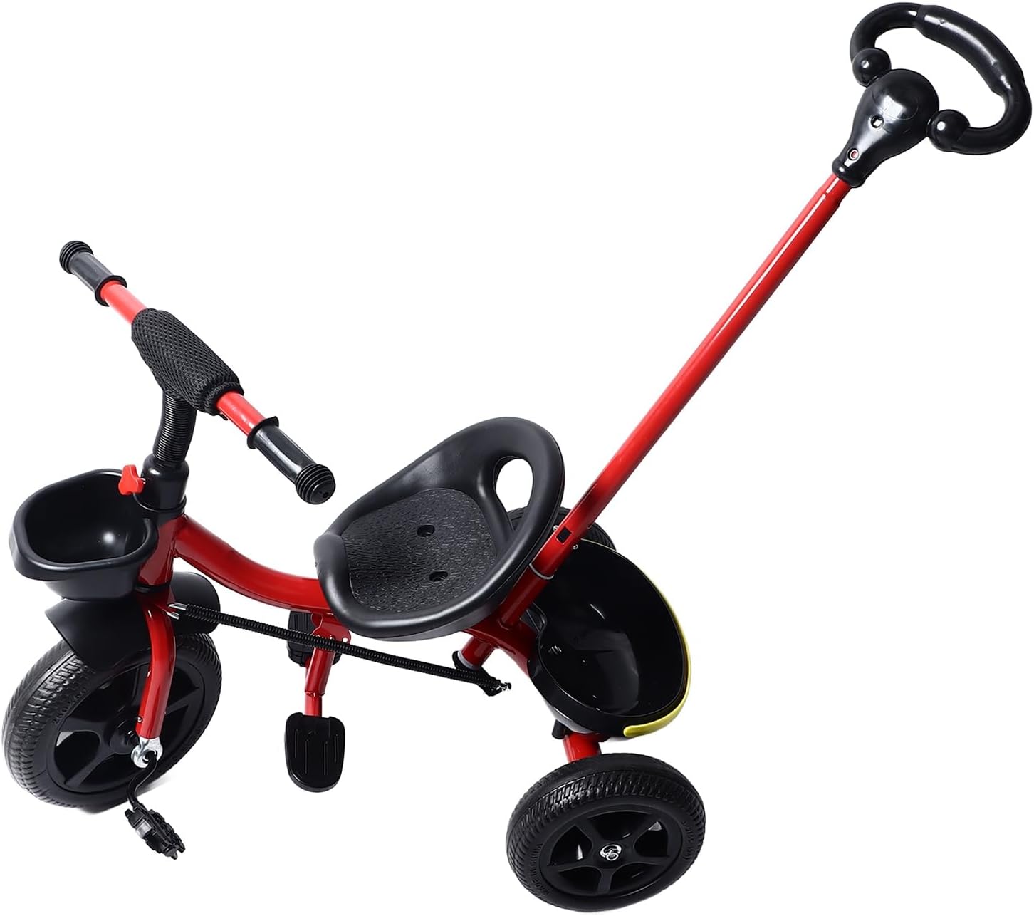 Child's Tricycle Trike with Parent Push Handle, Safety Belt, Interactive Experience, for Long Term, Silent Wheels, Comfortable Saddle with Seat Belts