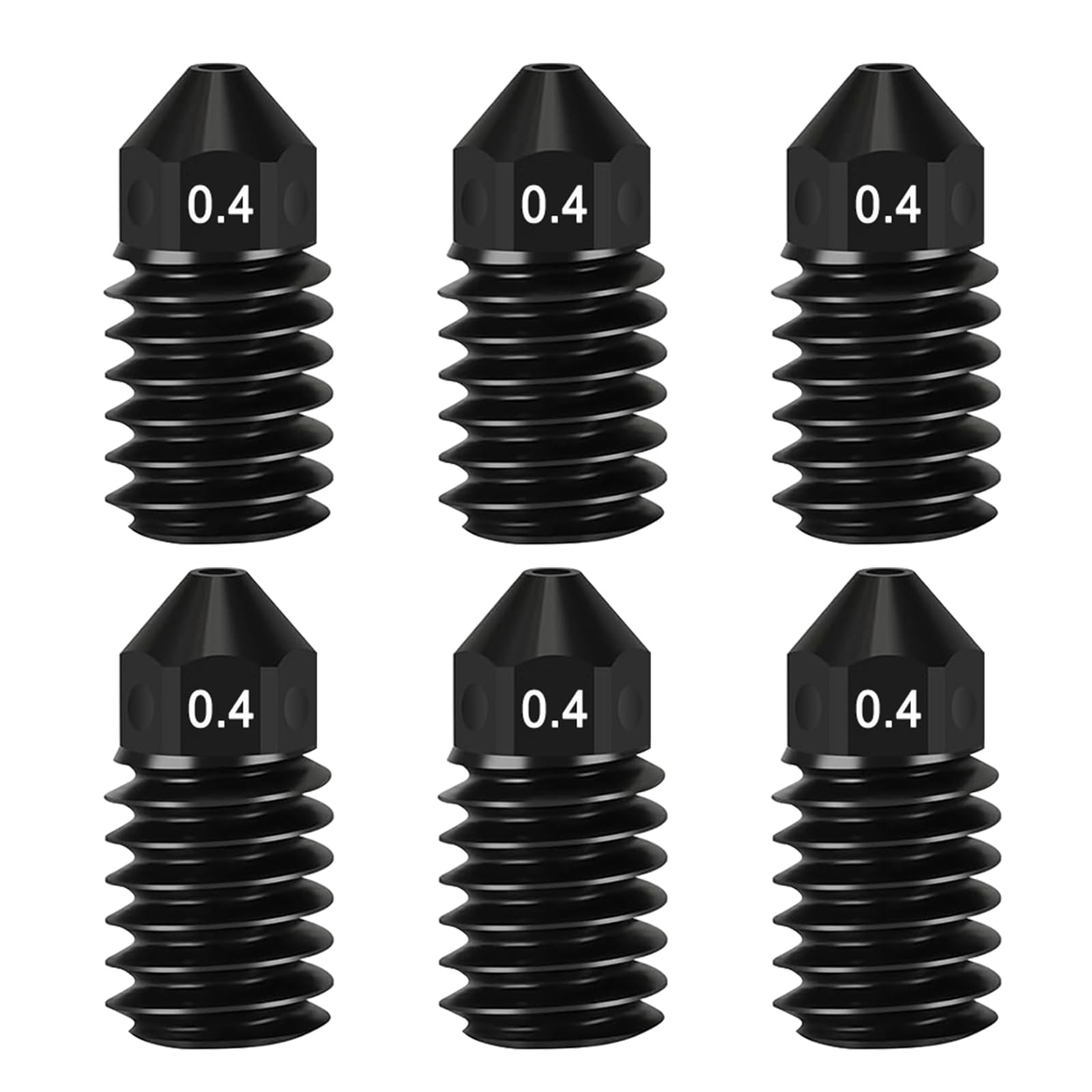 HIKUDIY 6Pcs 0.4mm Hardened Steel Nozzles for Bambu Lab A1/A1 Mini, Extruder Hotend Replacement Nozzles for A1/A1 Mini 3D Printers
