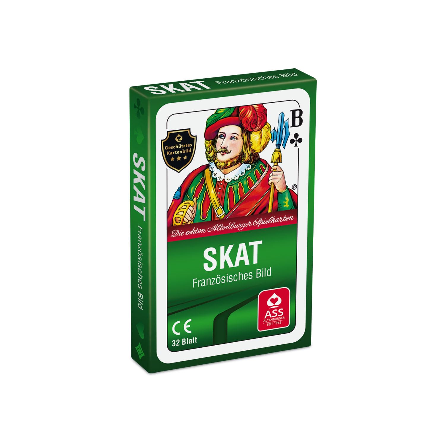 Skat-französsisches Bild in Faltschachtel (32 Spielkarten + Deckblatt)