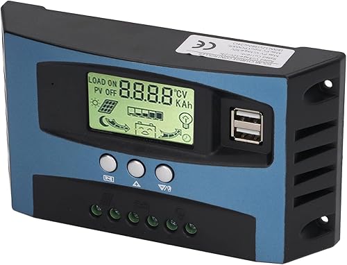 Miniatura 2 de Regulador de carga solar, MPPT controlador de carga solar 12 V 24 V identificación automática pantalla LCD doble salida USB ajustable solar,