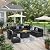 VONZOY 8 Piece Patio Furniture Set with 44” Fire Pit Table All-Weather Wicker Conversation Sectional Sofa & Coffee Table with Thickened Cushions for Backyard, Garden(Black)