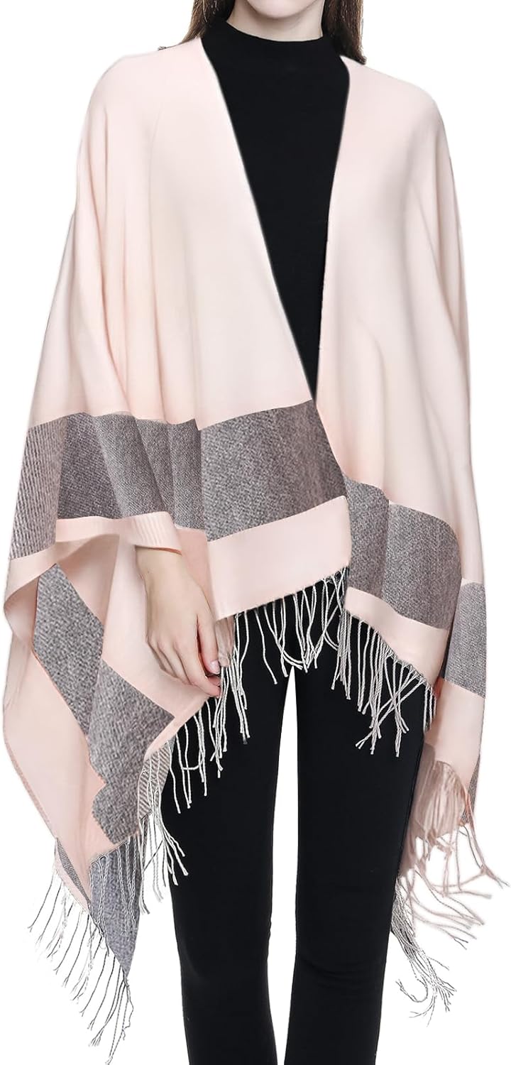 FINIZO Women's Shawl Wrap Ponchos Cape Cardigan Sweater Open Front for Gifts - Image 2