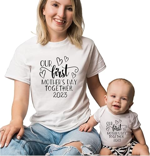Miniatura 2 de Our First Mothers Day Matching Shirts For Mommy And Baby, Matching Mom And Son Outfits For Mother's Day 2023, Mom And Daughter Matching Outfits