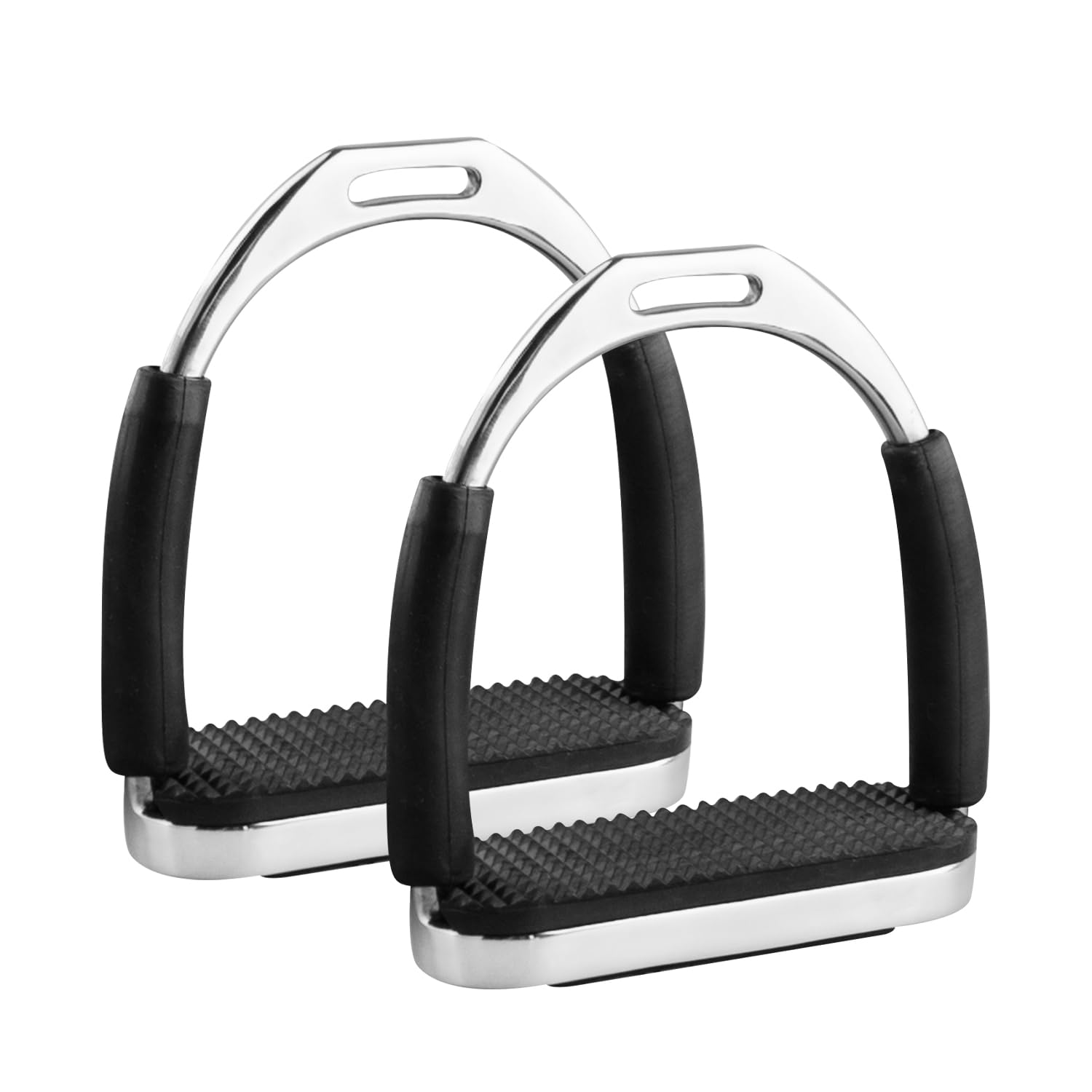 Flex - 1 par de estribos de acero inoxidable, estribos de seguridad ecuestre para adultos, estribos flexibles para montar a caballo con bisagras activas, alivio del dolor de rodilla y tobillo