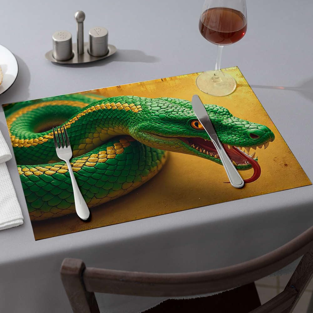Set de table en silicone motif serpent jaune comptoir cuisine x6
