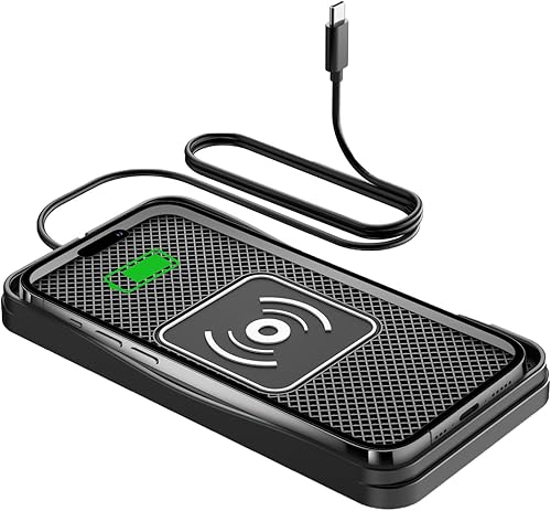 Cargador inalámbrico para automóvil, cargador inalámbrico máximo de 15 W para automóvil, almohadilla de carga antideslizante compatible con iPhone