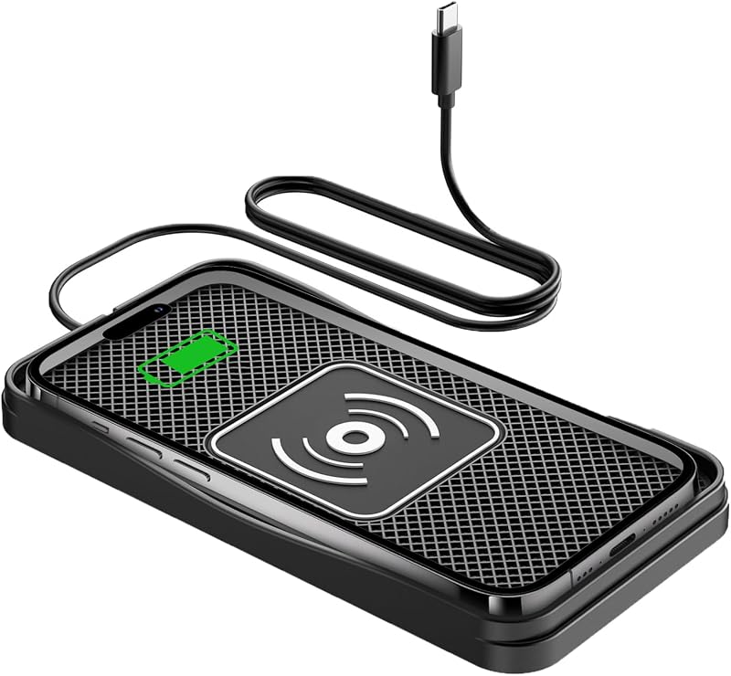 Carregador sem fio automotivo Gumnay de 15 W com base antiderrapante e conector USB Type-C