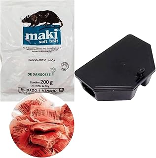 Maki Soft Baet 200g Raticidas com 01 Porta Iscas Para Eliminar Ratos e Ratazanas Seguro e Eficiente