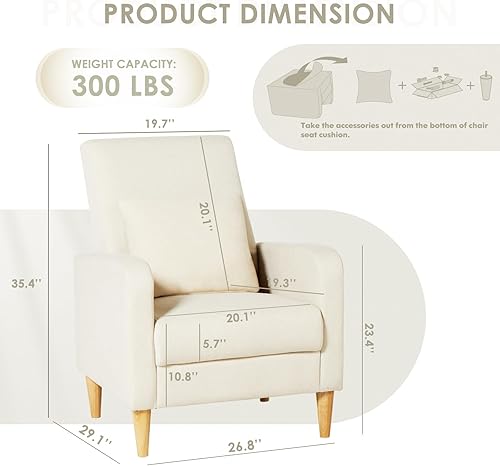 Miniatura 2 de COLAMY - Juego de 2 sillones tapizados de sherpa para sala de estar, sillón auxiliar de lectura, sofá individual con cojín para la espalda y patas