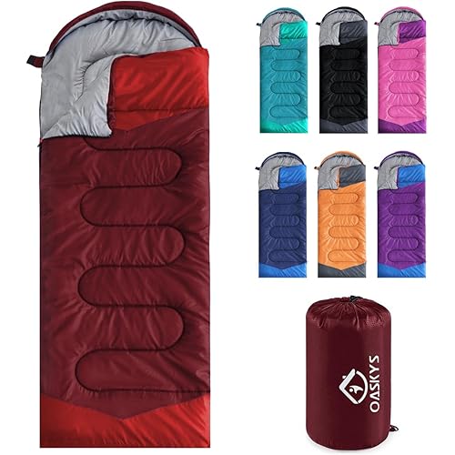 oaskys Camping Sleeping Bag - 3 Season Warm & Cool Weather - Summer Spring Fall Lightweight Waterproof for Adults Kids - Camping Gear Equipment, Traveling, and Outdoors
