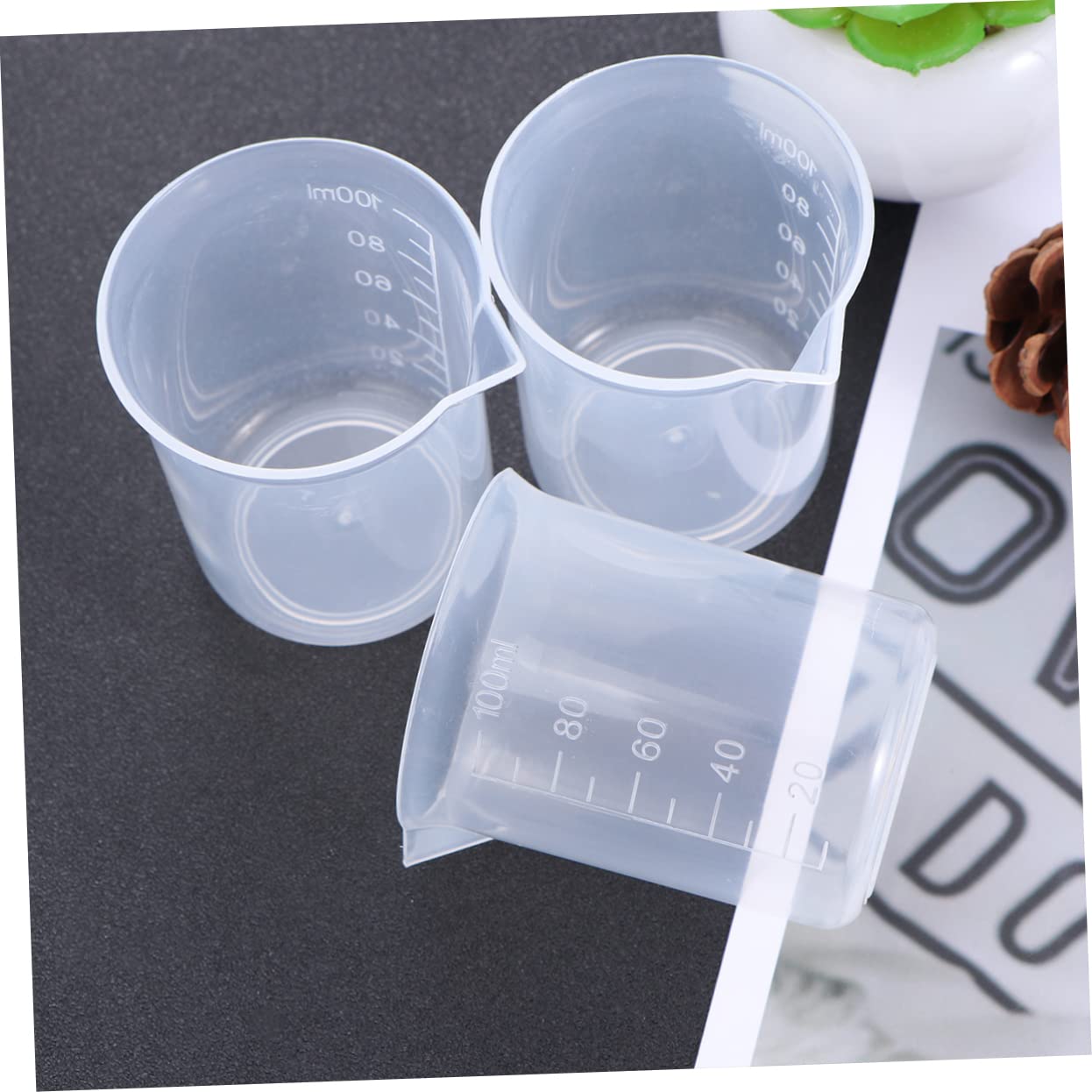 COLLBATH Set of 20 Pp Plastic Measuring Beakers 100ml Graduated Cups Lab Home Use