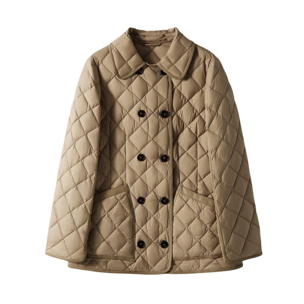 BrOleo Mujer Chaqueta Acolchada,Elegante Y Cálida Chaqueta De Plumas con Doble Botonadura De Diamantes Abrigo Ligero A Prueba De Viento Chaqueta Aislada Trabajo Al Aire Libre Regalos para Damas Otoñ