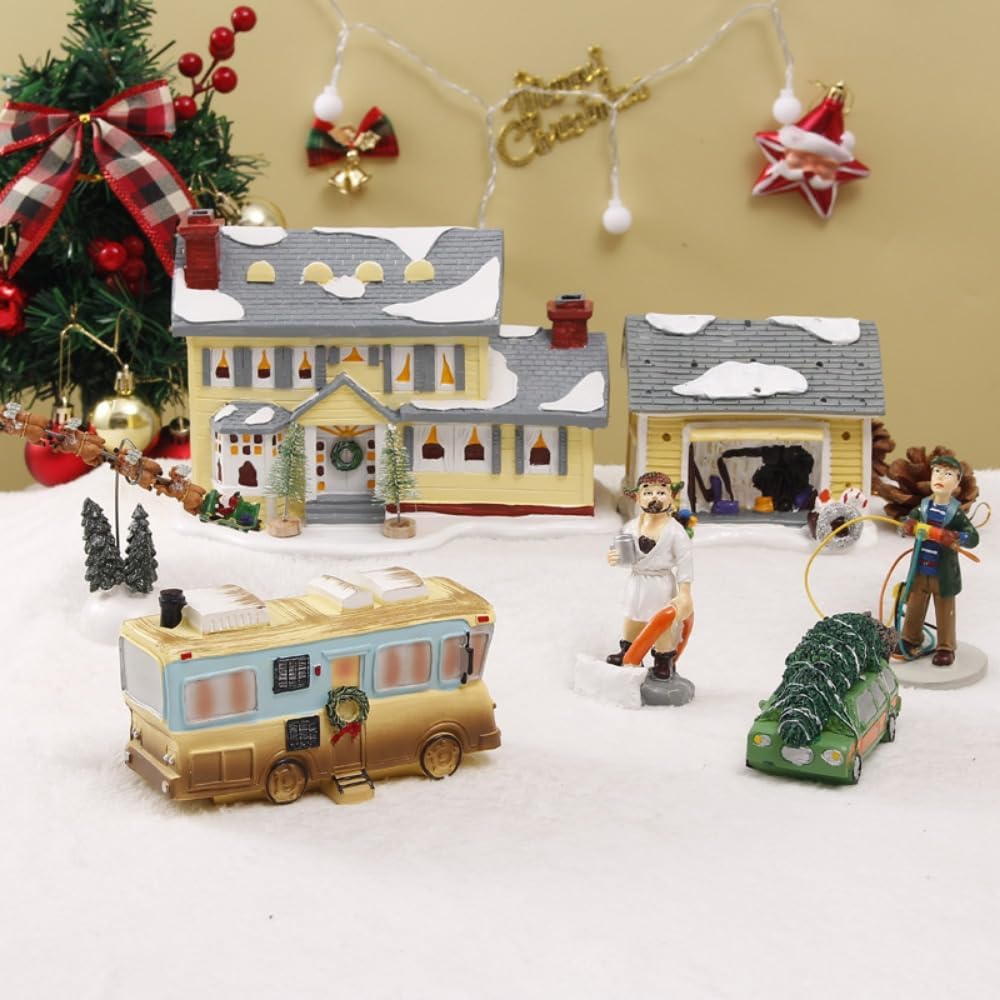 Christmas Statue Figure Village Store Christmas Village House Tabletop Decoration (Garage)