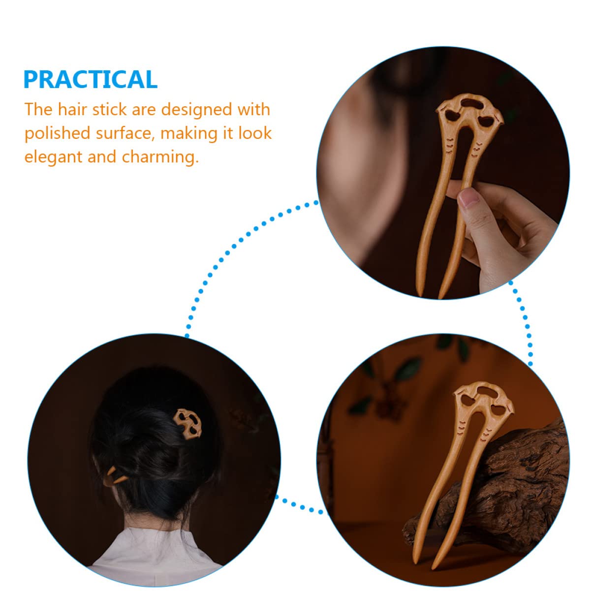 Healeved 3pièces De Cheveux Bois De Pêché Épingle Rétro u Accessoire Coiffure Pour Femmes Pour Occasions Spéciales Mode Chinoise