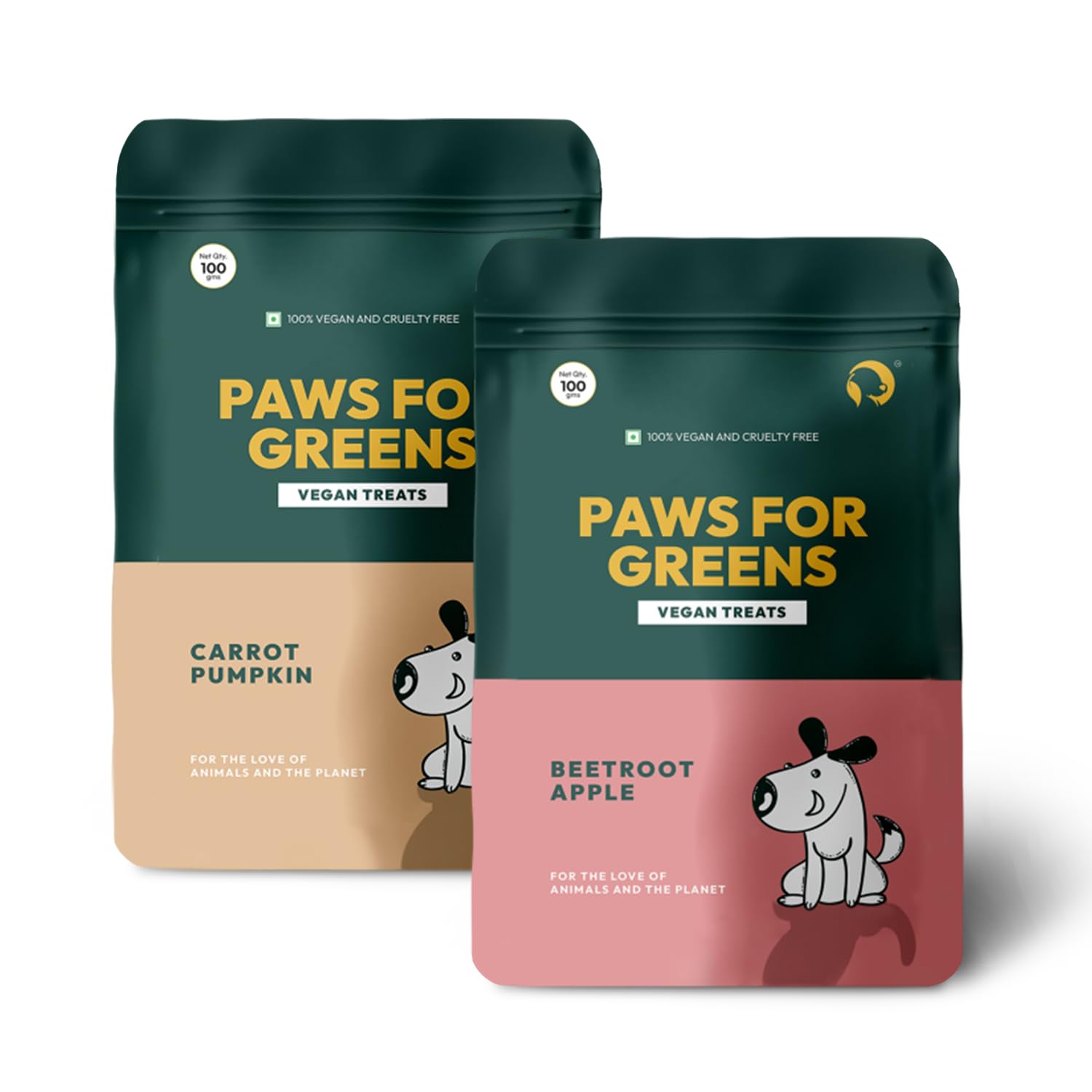 PAWS FOR GREENS Multivitamin Dog Treats 100% Natural Plant-Based Meat-Free Dog Biscuits Healthy & Veg Dog/Puppy Snacks Pack of 2 (200grams)