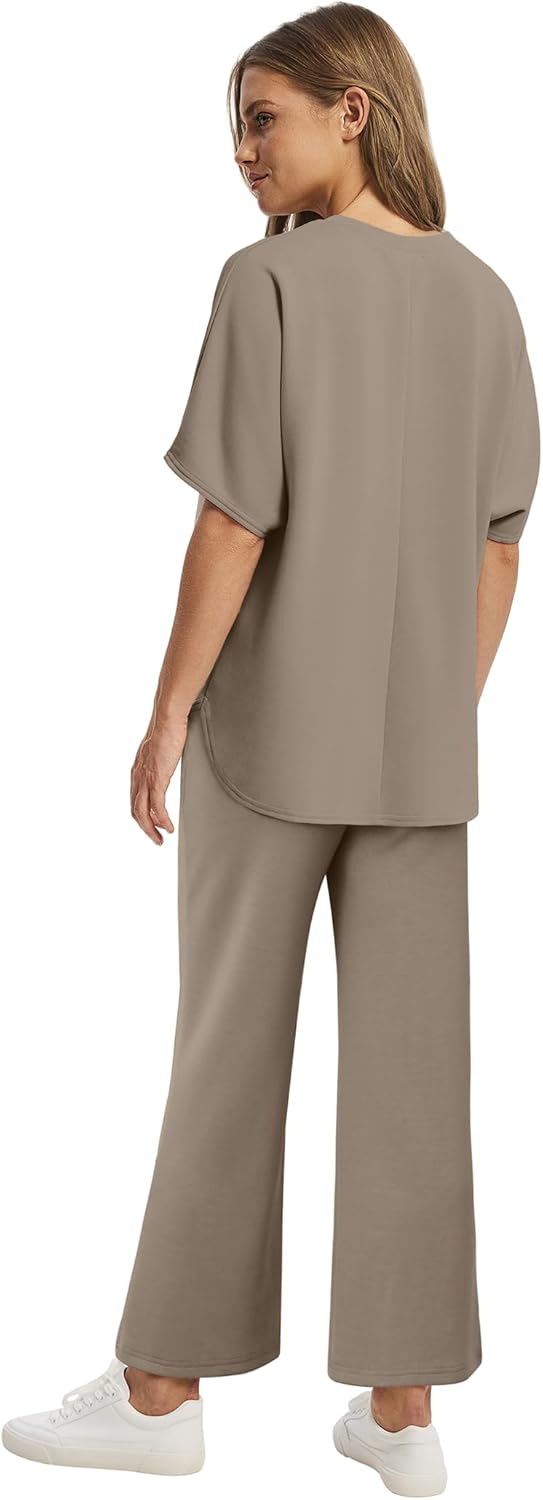 Sampeel Two Piece Sets for Women Summer Outfits Oversized Wide Leg Crop Pants Lounge Sets Airport Beach Vacation Clothes - Image 5