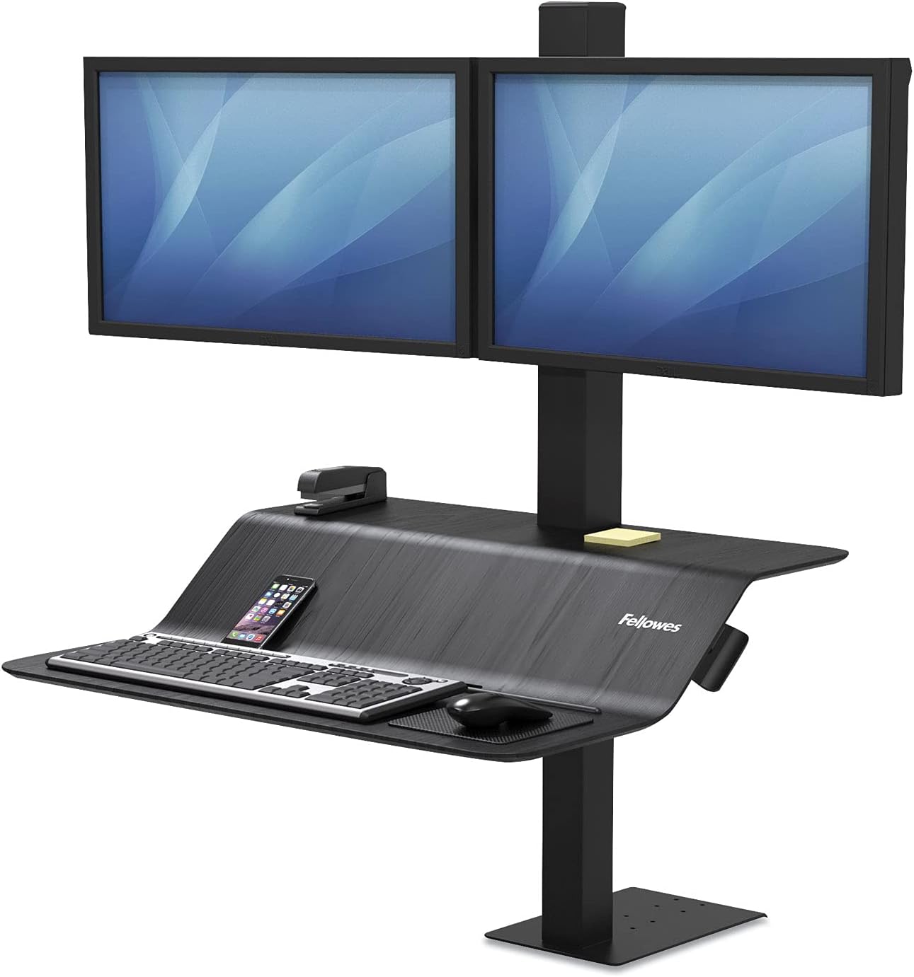 Fellowes Lotus VE sit-Stand Workstation - Desk Mount for 2 LCD Displays/Keyboard/Mouse - Black