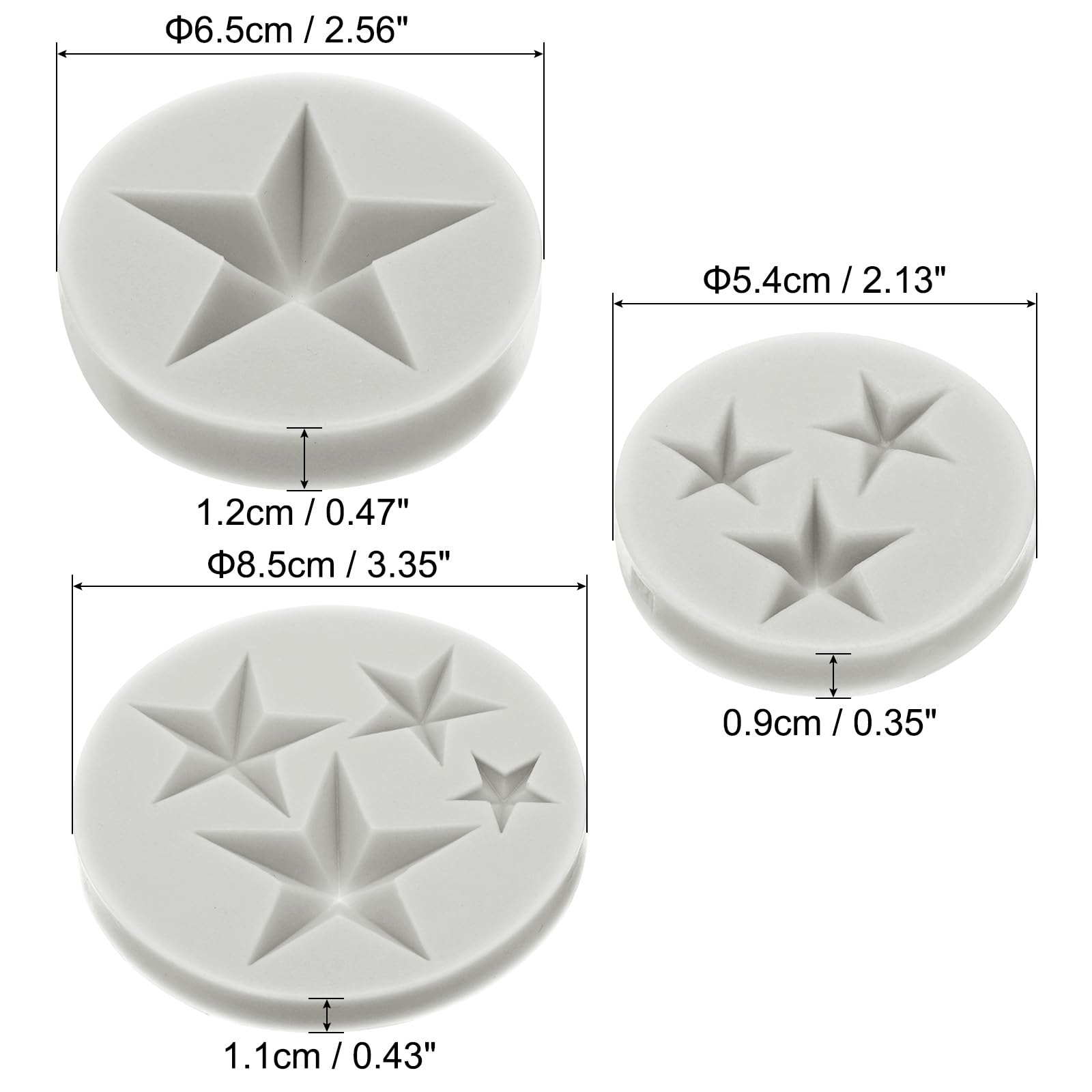PATIKIL Star Fondant Clay Mold, 1 Pcs Polymer Clay Mold Fondant Mold Silicone for Crafts Air Dry DIY Cake Baking Sugar Candy Chocolate Resin Jewelry Making Polymer Clay Earrings, Gray