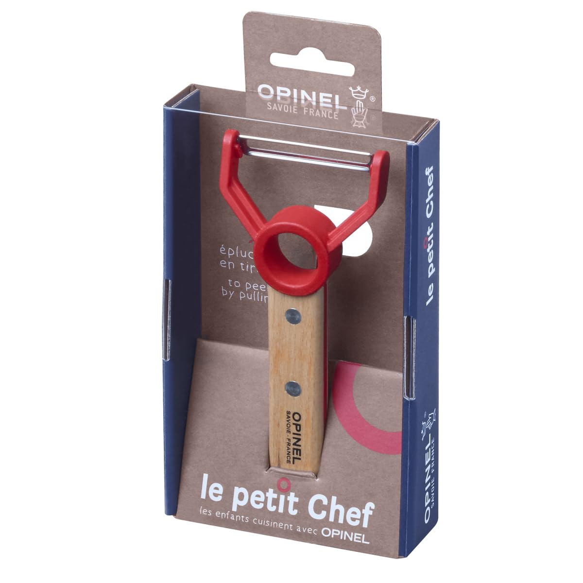 Opinel Le Petit Chef, Kinder Sparschäler, Rostfrei, Edelstahl, Buchenholz, Rot, M