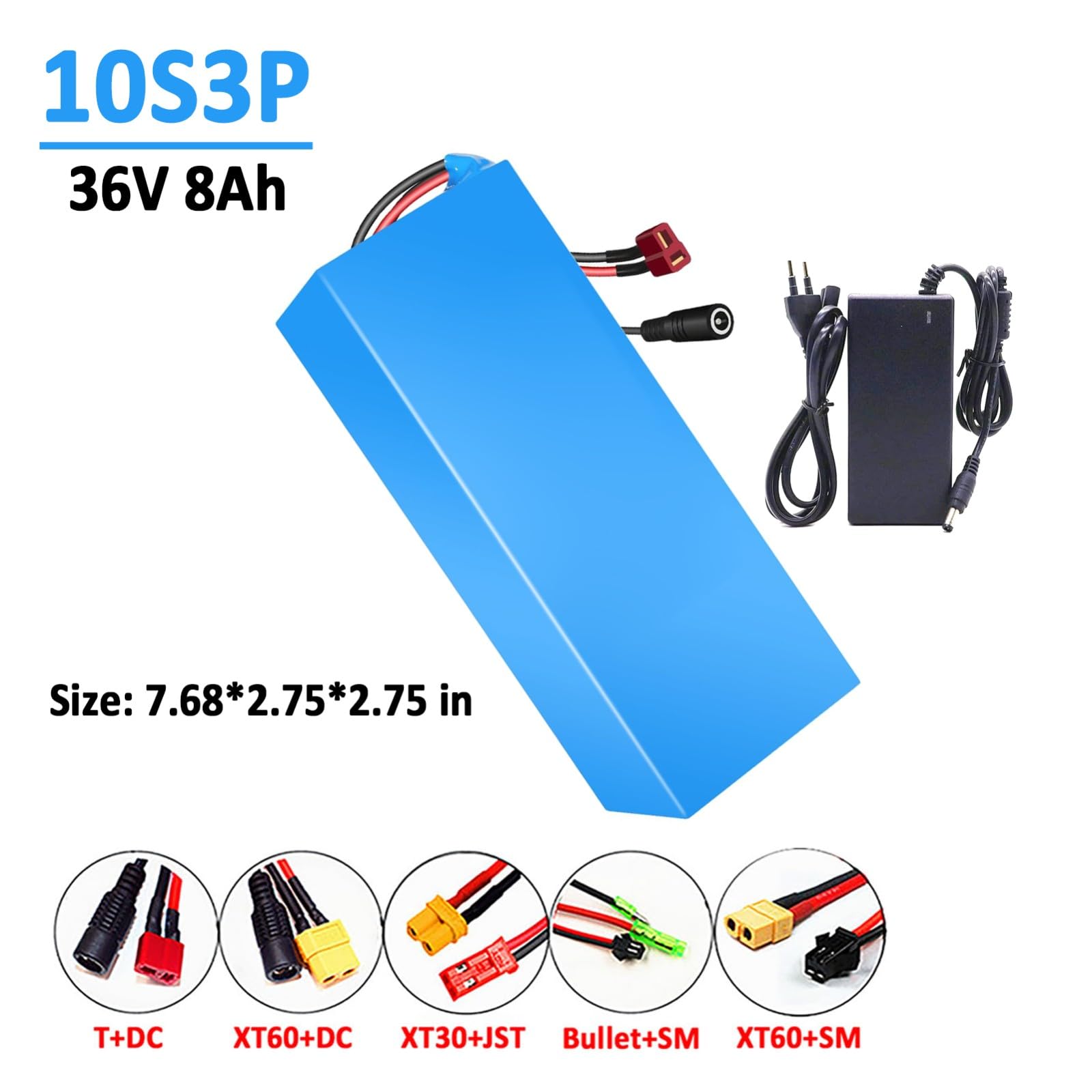 Batería De Bicicleta Eléctrica De 36 V Y 8 Ah, 10S3P, Recargable De Iones De Litio, con Cargador