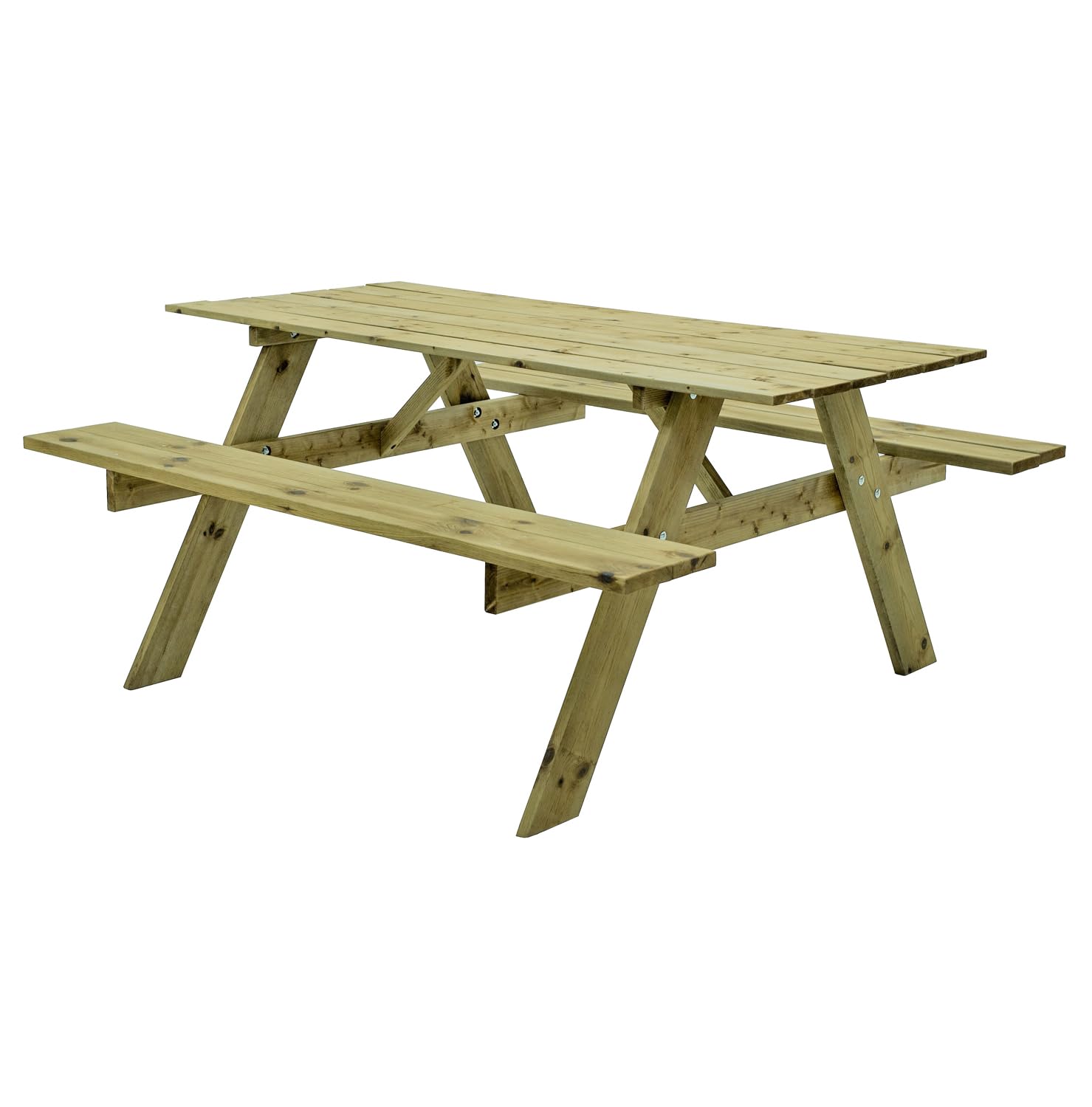 The Homeweeks Mesa Picnic jardín Madera tratada en Autoclave Strong 165" con 2 Bancos, 164 x 150 x 75 cm, 6/8 Adultos, Espesor 20/28 mm, normativas EN581 y FSC