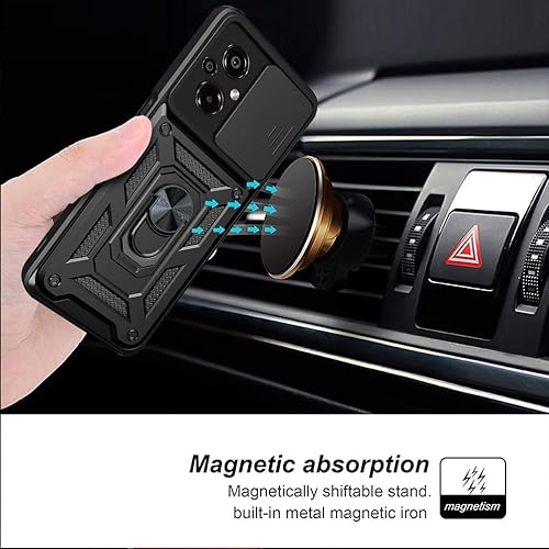 Miniatura 6 de Ysnzaq Funda resistente a prueba de golpes de grado militar para Xiaomi Poco M5 6.58", protección de lente de ventana deslizante con soporte