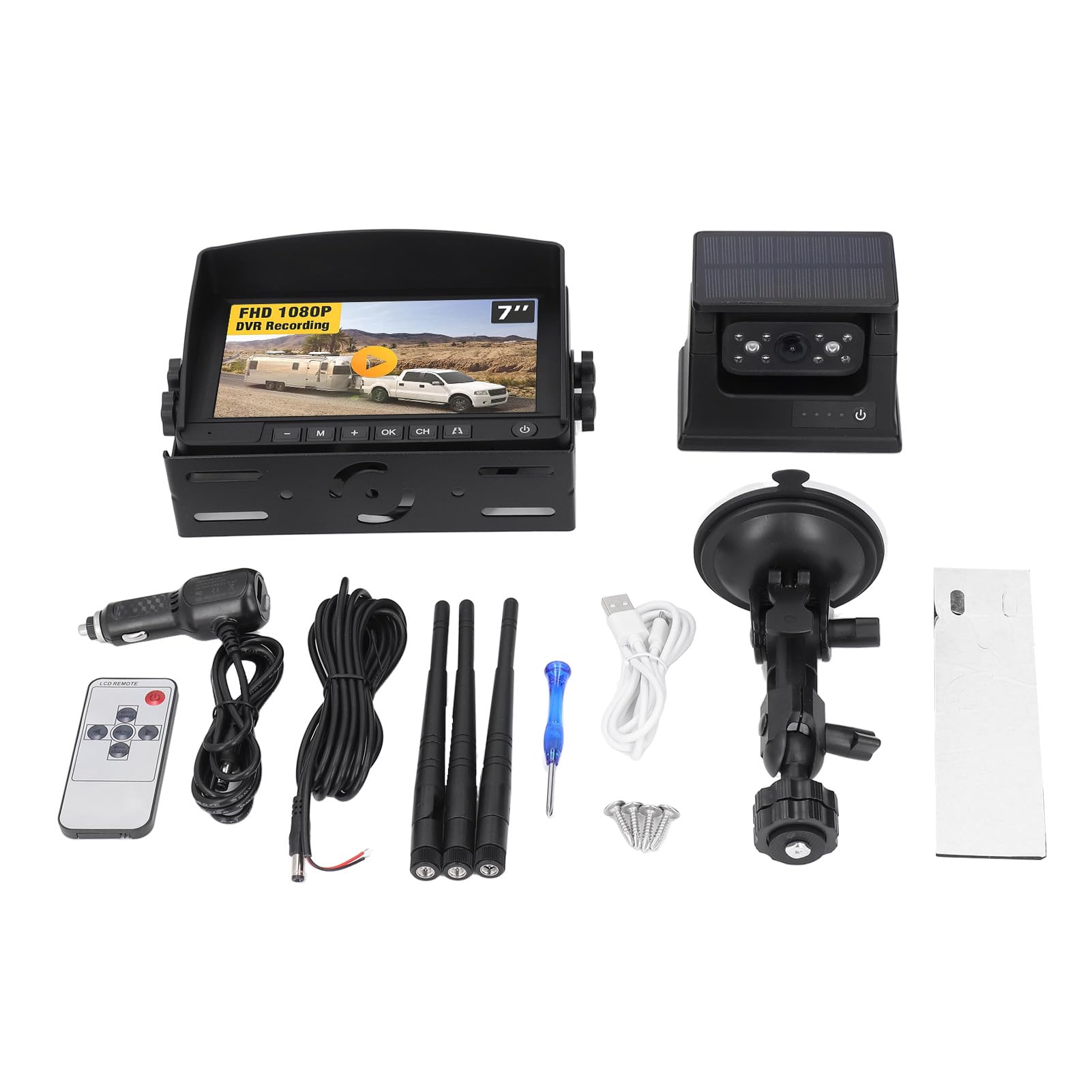 Magnetyczna Bezprzewodowa Kamera Cofania, 1080P DVR 7-calowy Monitor IPS 9600mAh Akumulator Night Vision Wodoodporna Kamera Cofania do Przyczepy RV Ciężarówki