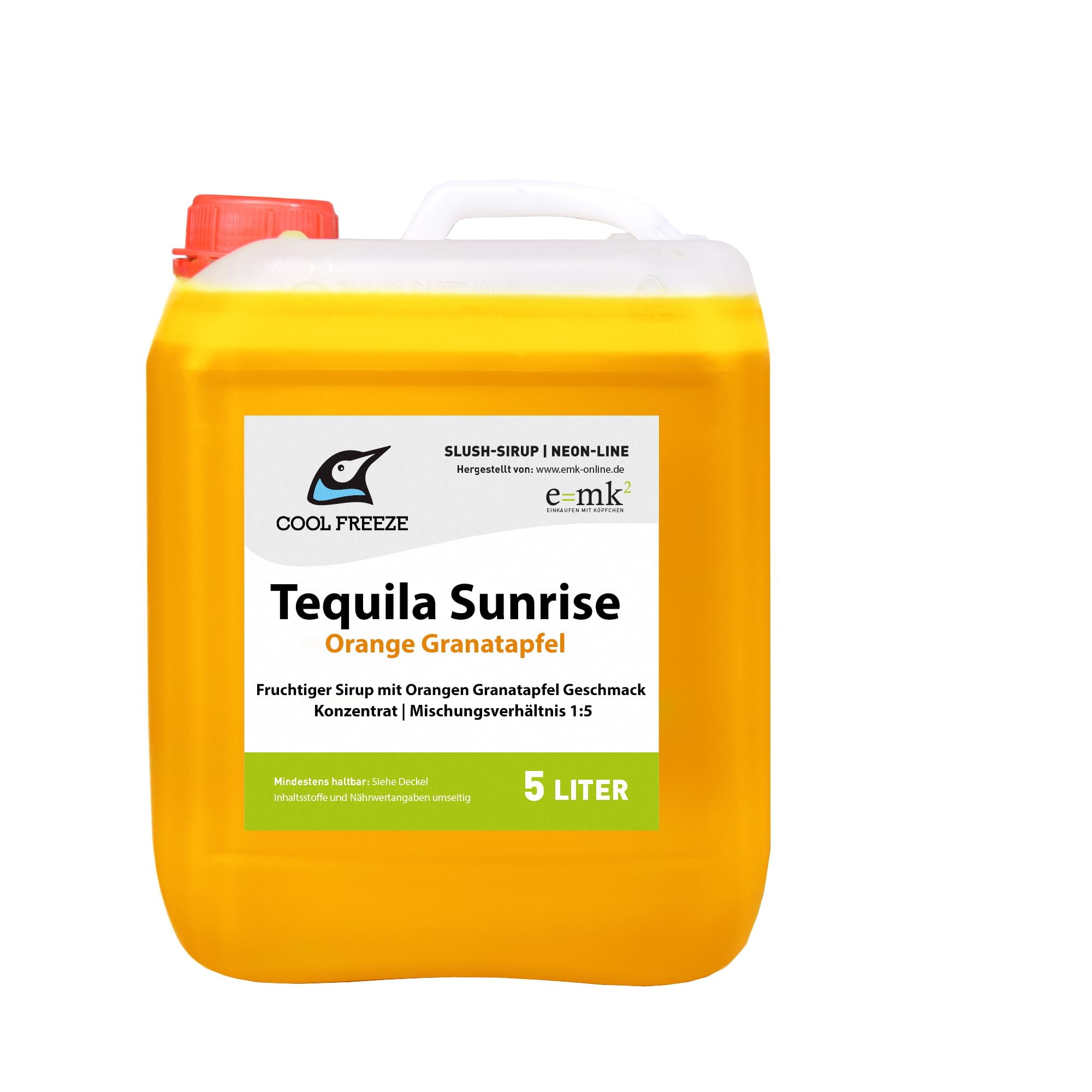 Slush Eis Sirup Tequila Sunrise alkoholfrei | Konzentrat 1:5 | 5 Liter Vorratskanister | mit Fruchtsaftkonzentrat | ohne künstliche Farbstoffe
