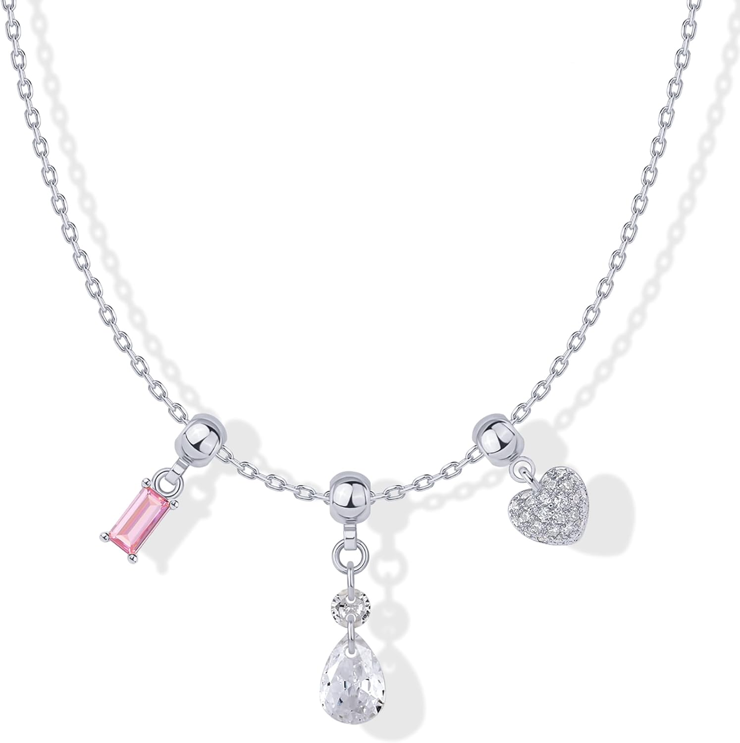 PAVOI 14K Gold Plated Dainty Necklace with Charms Set - Hypoallergenic Adjustable Chain Gold Charm Necklace for Women - Small Motif & Mantra 2 and 3-Pack Removable Pendants - Cute Jewelry Gifts