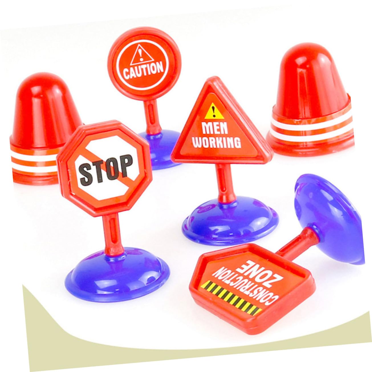 SUPVOX DIY Traffic Sign Models Set 10 Road Cones Educational Roadblock Toys Game Sign for Boys and Girls