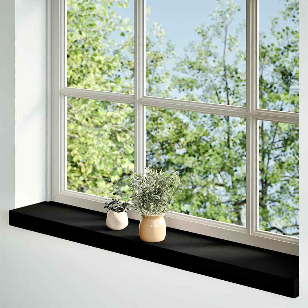 Homgoday Davanzali della finestra 2 pezzi in legno massello rovere marrone scuro copertura per davanzale della finestra, piastra posteriore antipolvere, impermeabile e facile da pulire, 80 x 15 x 2