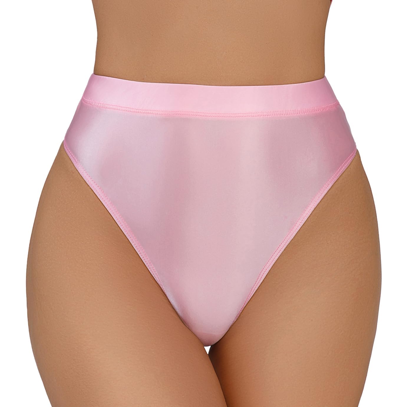 CENYINVEFI Sexy Womens Panties Shiny Oily Underwear High Waist Seamless Thong Invisible Solid Hipster Panty