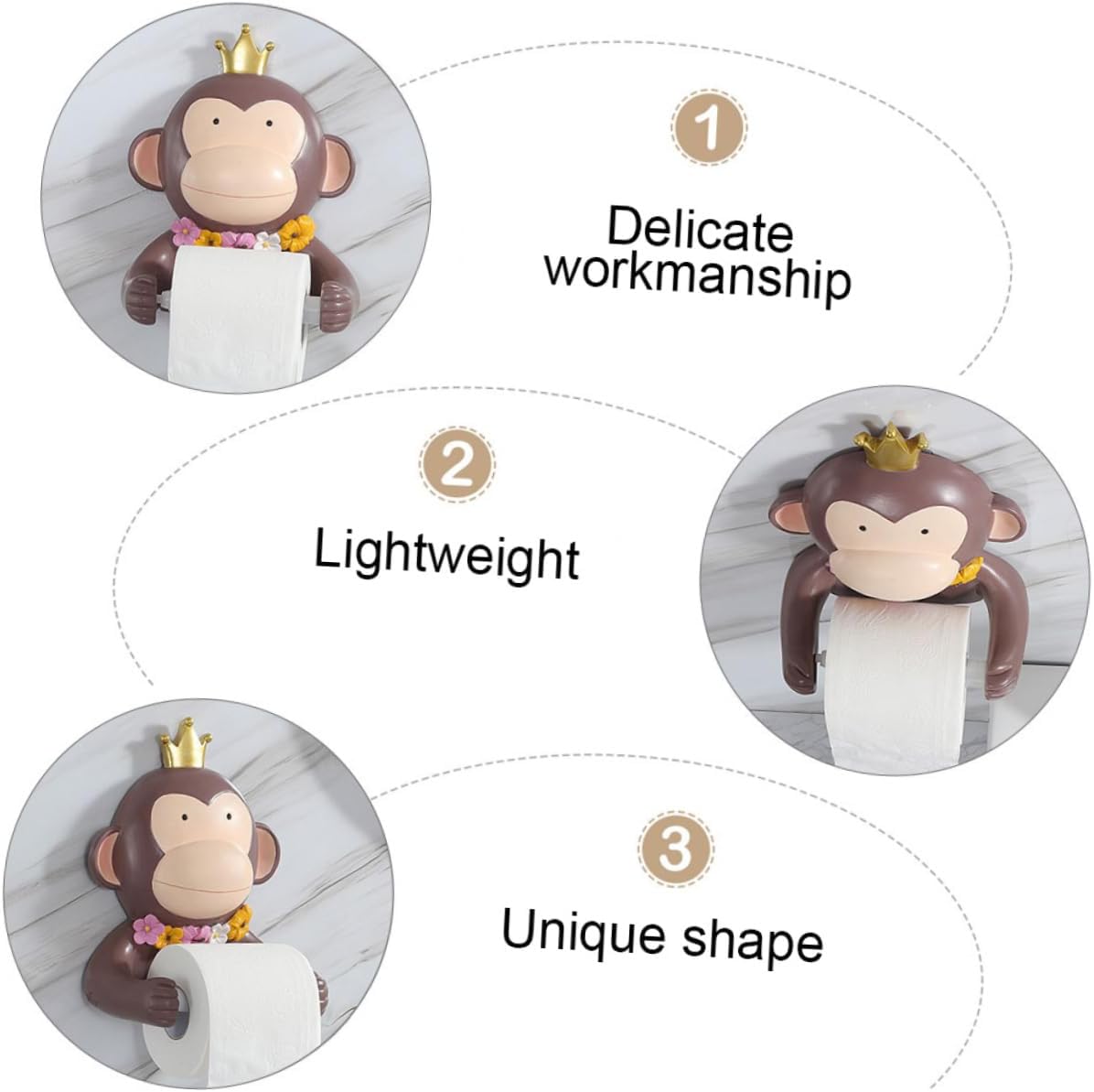 Cartoon Monkey Toilet Paper Holder Wall Mounted Durable Bathroom Tissue Rack for All Roll Rust Resistant Hanging Storage Rack Creative Bathroom Accessory