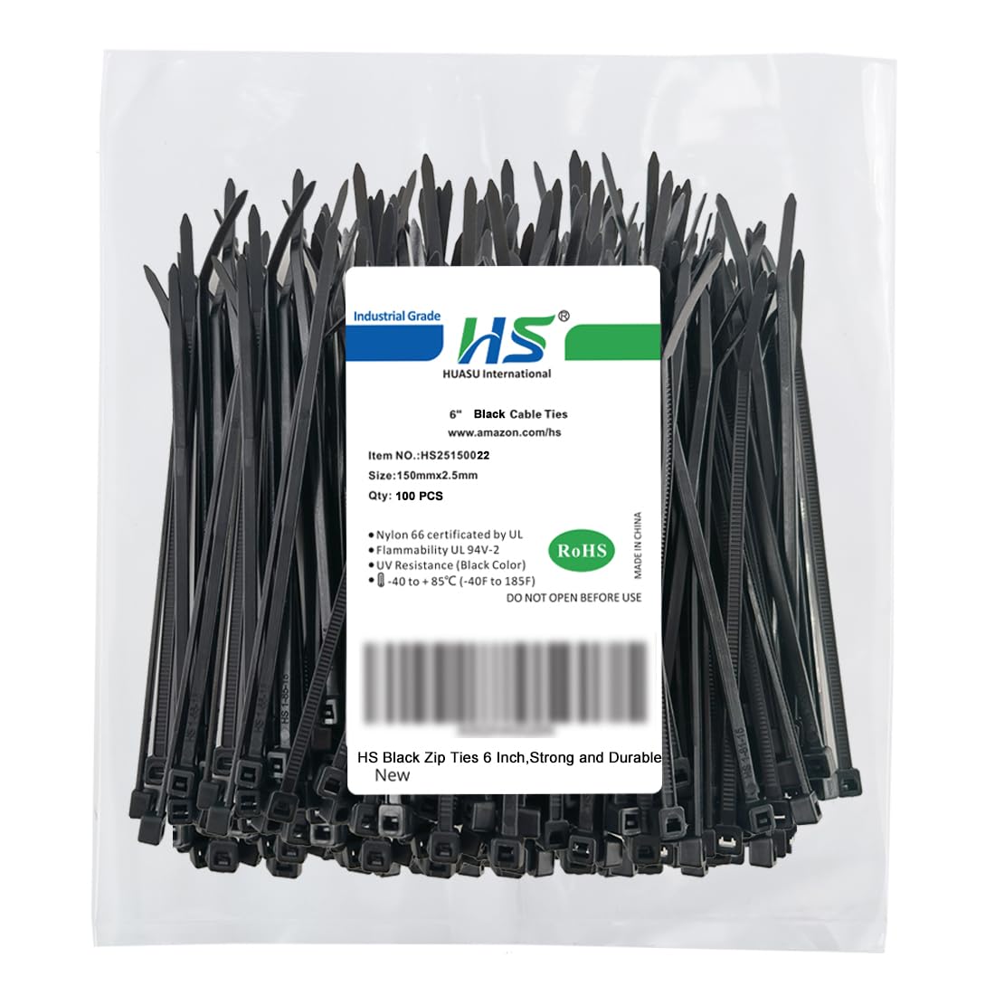 Amazon.com: HS 6 Inch Zip Ties Black 18 Lbs Tensile Strength Thin