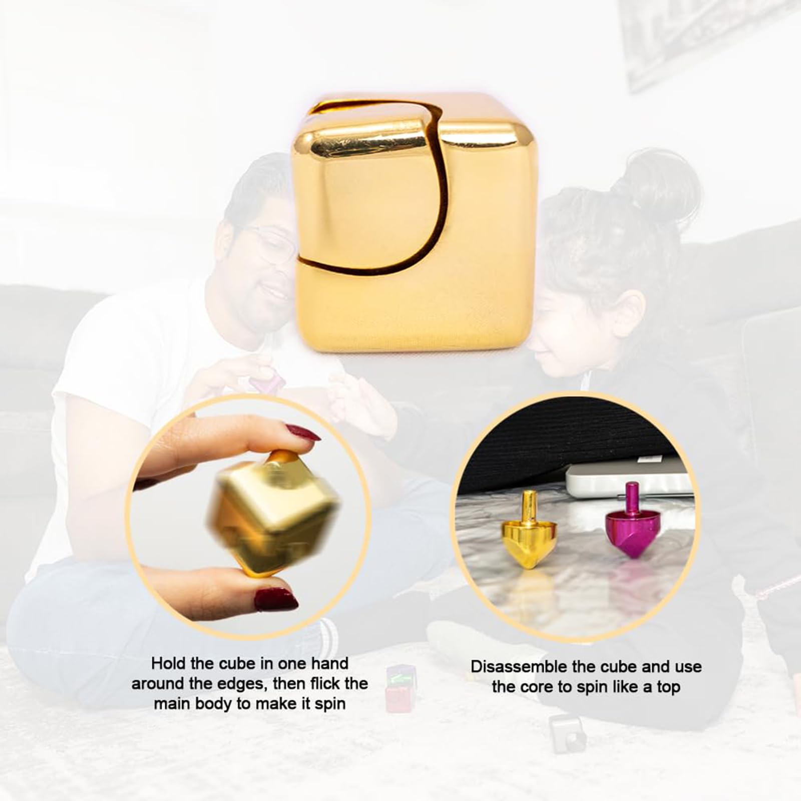 Fidget Toys for Adults, Stress Relief Toys Adults, Square Fidget Cube, Infinity Cube Fidget Toy, Portable Metal Fidget, Gold 1