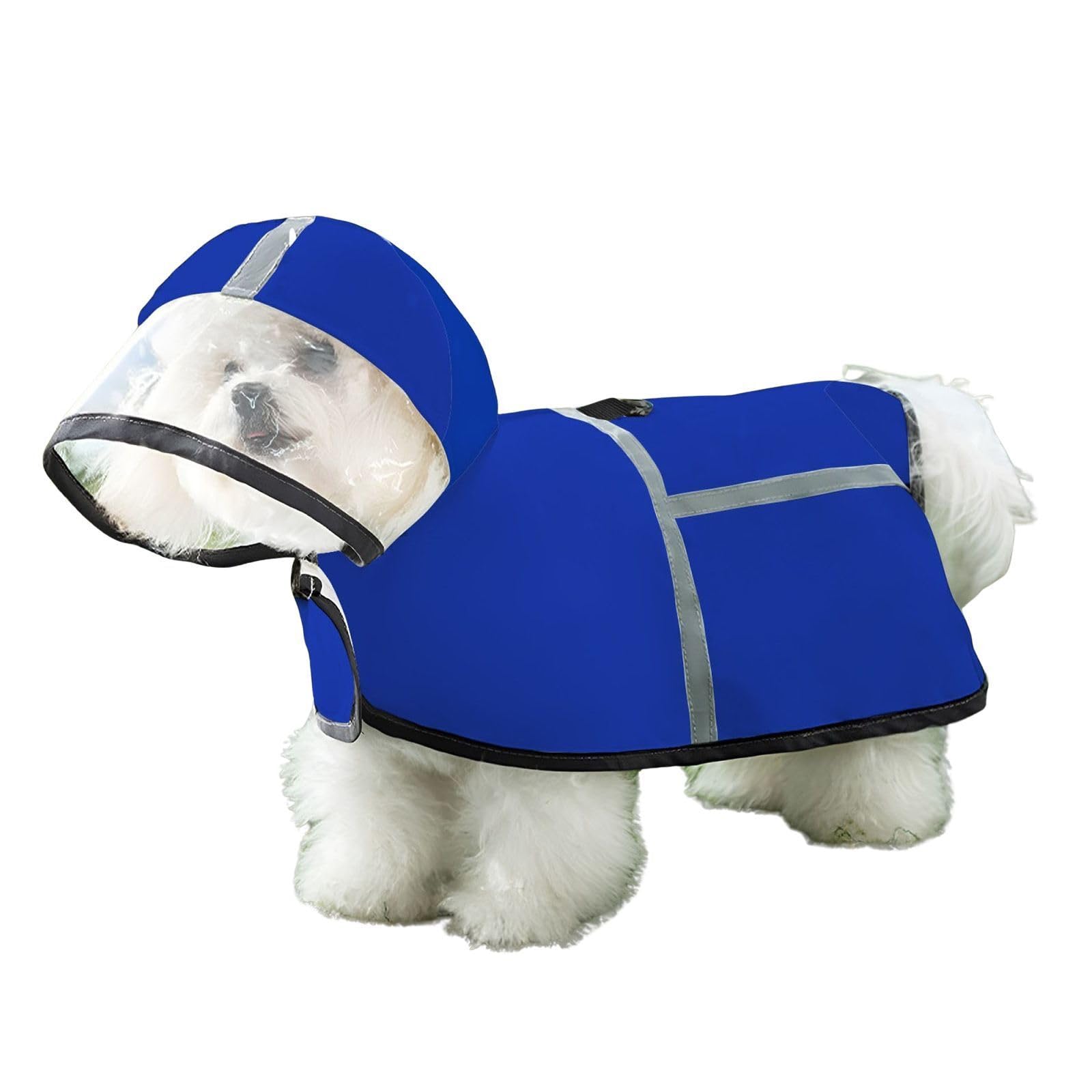 Chubasquero impermeable de perro grande con enganche de correa azul